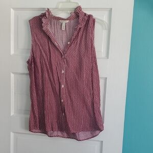 G.H. Bass & Co. Sleeveless Patterned Blouse - Red and White